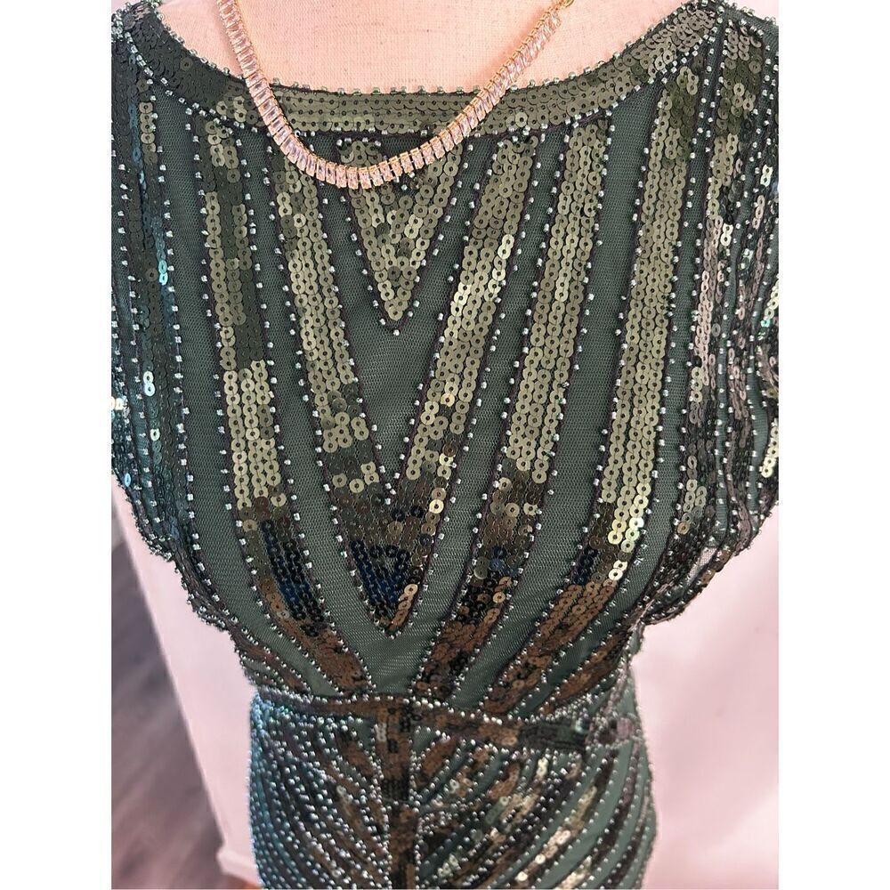 1920 style sequins dress green long maxi dress size cs - Picture 8 of 9